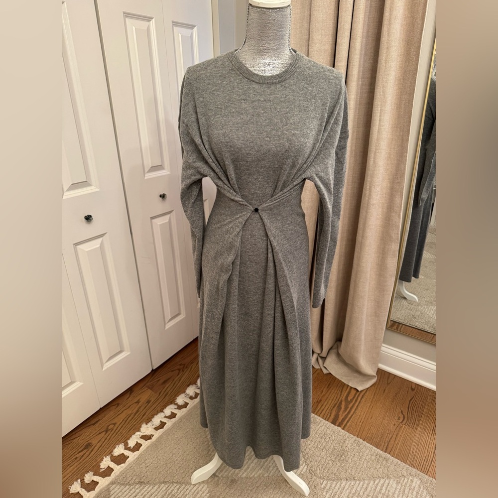 Zara Elegant Gray Long Sleeve Dress